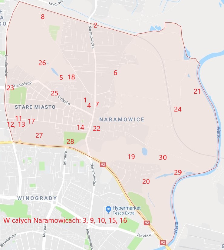 Mapa inwestycyjna Naramowice